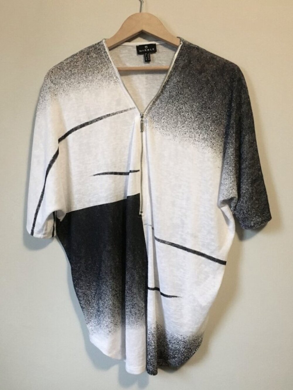 Marble Scotland Draped Viscose Blend Zipper Detail Top M Artsy Bauhaus
